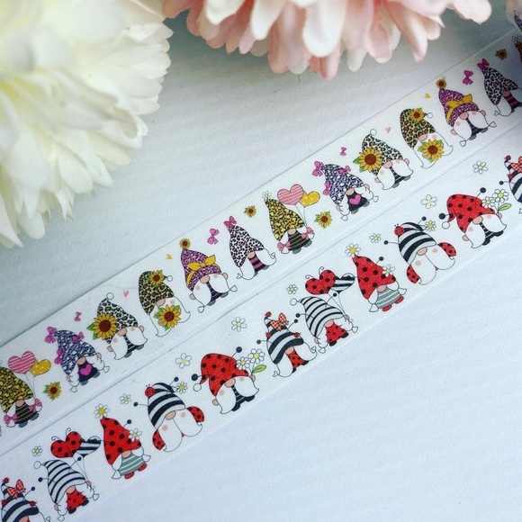 Leopard Print Hats and Ladybug Gnomes, Washi Tape, Set Of 2 Rolls - Picture 2 of 8